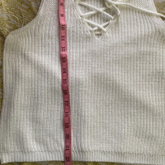 NWOT love tree ivory lace up sweater tank - Picture 7 of 7